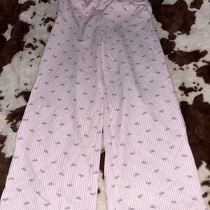 Shosho Pink and White Striped Pajama Pants